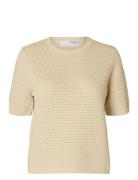 Slfvinna Ss Structure Knit O-Neck Noos Selected Femme Cream