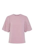 Yaslex Ss Top W. Emb Sleeves S. Noos YAS Pink