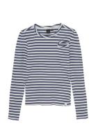 T-Shirt Ls Striped Indian Blue Jeans Blue