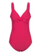 Womens Shaping Cross Knot 1 Piece Speedo Pink