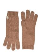 Cable-Knit Wool-Cashmere Gloves Polo Ralph Lauren Brown