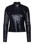 Sequined Mesh Turtleneck Polo Ralph Lauren Black