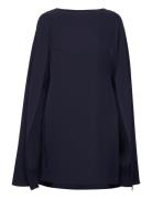 Cape Georgette Cocktail Dress Lauren Ralph Lauren Navy