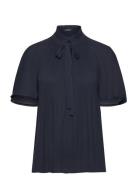 Pleated Georgette Blouse Lauren Ralph Lauren Navy