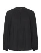 Pleated Georgette Blouse Lauren Ralph Lauren Black