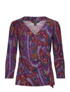 Paisley Stretch Jersey Top Lauren Ralph Lauren Purple