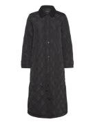 Corduroy-Trim Diamond Quilted Maxi Coat Lauren Ralph Lauren Black