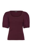 Stretch Cotton Balloon-Sleeve Tee Lauren Ralph Lauren Burgundy