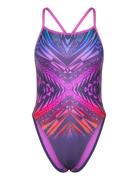 Womens Placement Digital Vback Speedo Purple