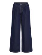 Rinse-Wash Wide Leg Jeans With Pleats Mango Blue