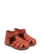 Starters™ Scallop Velcro Sandal Pom Pom Red