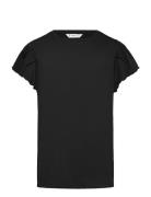 Short-Sleeved Ruffle T-Shirt Mango Black