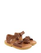 Classic Open Heel Sandal Pom Pom Brown