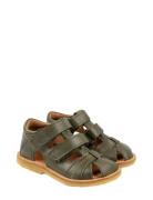 Classic Rub Sole Closed Two Velcro Pom Pom Green