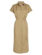 Ess Linen S/S Midi Shirt Dress Tommy Hilfiger Beige