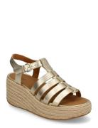 Platfforms Espadr. Leather Fisherman Wedge Sandals FitFlop Gold
