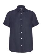 Short Sleeve Linen Shirt Lexington Clothing Navy