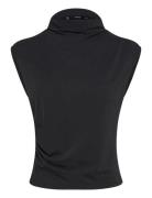 Fine-Knit Draped Top Mango Black