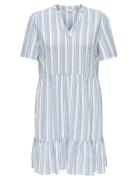 Cartiri-Caro S/S V-Neck Lin Dress Tlr ONLY Carmakoma Blue