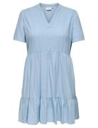 Cartiri-Caro S/S V-Neck Lin Dress Tlr ONLY Carmakoma Blue