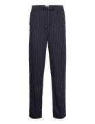 Linen Woven Striped Pants Lindbergh Navy