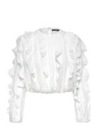 Annika Lace Frill Top French Connection White