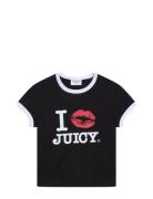 I ‘Kiss’ Jc Fitted Ringer Tee Juicy Couture Black