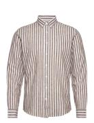 Wide Striped Cotton/Linen Shirt L/S Lindbergh Beige