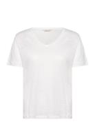 Reg Linen V-Neck Ss T-Shirt GANT White