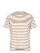 Reg Striped Shield Ss T-Shirt GANT Beige