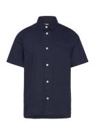 Cotton Linen Ss Shirt GANT Navy
