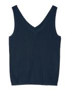 Vmluxlight Pointelle Sl V-Neck Top Vero Moda Navy