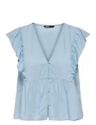 Onlrian Flonce S/S Top Wvn ONLY Blue