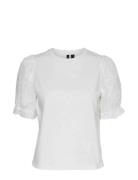 Vmsenna Ss Emb Sleeve Top Jrs Vero Moda White