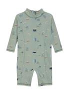 Baby Suit L/S, Aop Color Kids Green