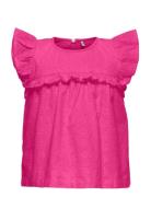Kmgmargot Life S/L Embroidery Top Wvn Kids Only Pink