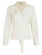 Textured Linen Wrap Blouse Tommy Hilfiger White