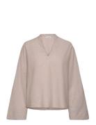 Nina V-Neck Linen Blouse Ahlvar Gallery Beige