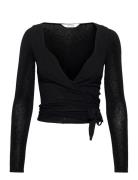 Anne L/S Wool Wrap Top Gai+Lisva Black