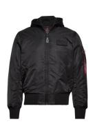 Ma-1 Zip Hood Back Print Alpha Industries Black