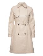 Leather-Effect Trench Coat Mango Cream