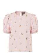 Pcjeo Ss O-Neck Top Wvn D2D Pieces Pink