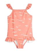 Seagull Aop Frill Swimsuit Mini Rodini Pink