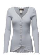 Rwbabette Silk Ls V-Neck Lace Cardi Rosemunde Grey