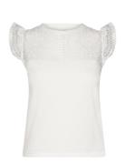 Openwork Neckline Cotton Top Mango White