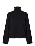 Slfkamma Ls Knit Roll Neck Noos Selected Black