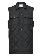 Slftinna Long Quilted Vest Selected Black
