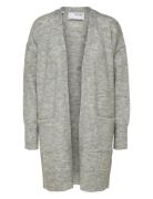 Slflulu New Ls Knit Long Cardigan B Noos Selected Grey