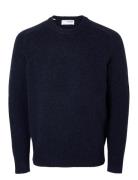 Slhrai Ls Knit Crew Neck Noos Selected Navy