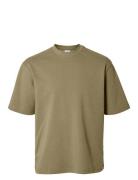 Slhlooseoscar Ss O-Neck Tee Noos Selected Khaki